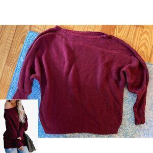 **SOLD** Burgundy Red Off the Shoulder Ribbed Sweater